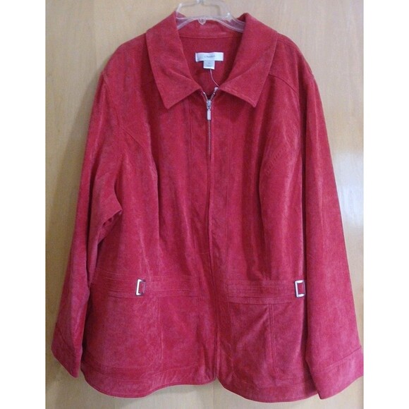 Christopher & Banks Women Longsleeve Jacket True Red Plus Size 3X Full Zip-Up - Picture 1 of 16